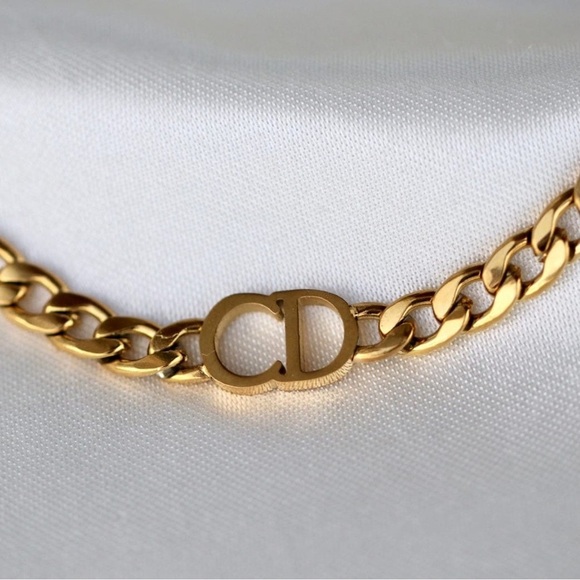 Fancy Stainless Steel stamped Cuban Necklace Bracelet Gold Choker Line - Picture 4 of 11